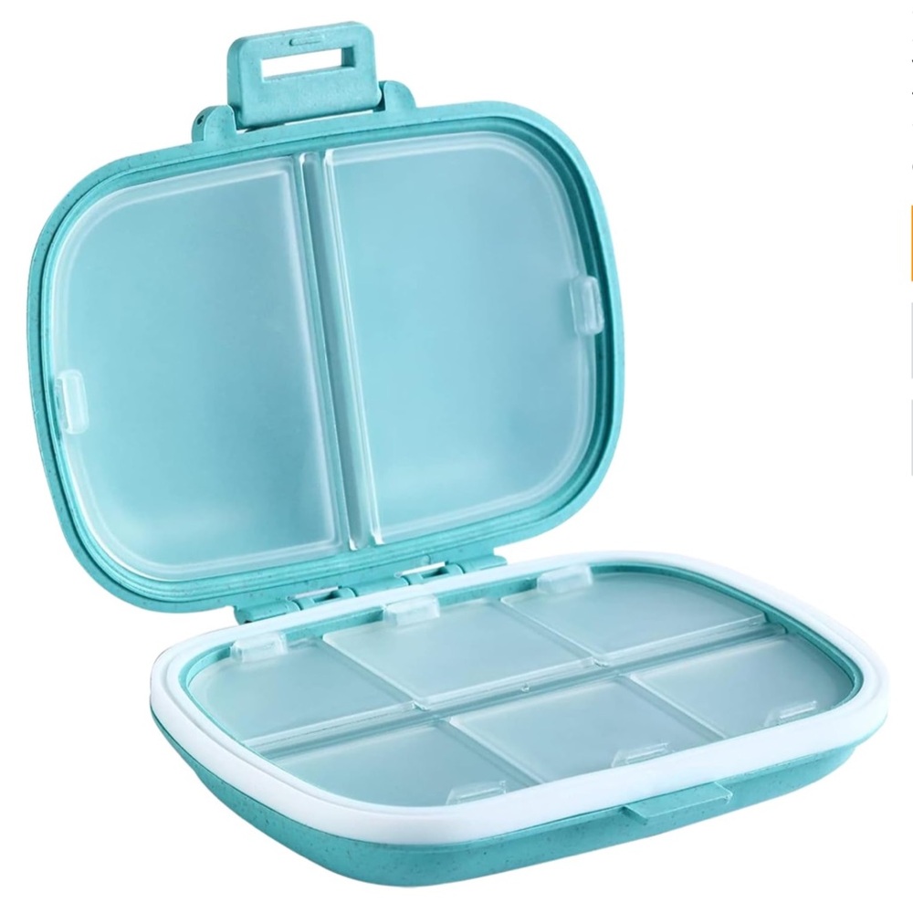 Holii Travel Pill Organizer, 8 Compartments Portable Pill Case Daily Pill Box